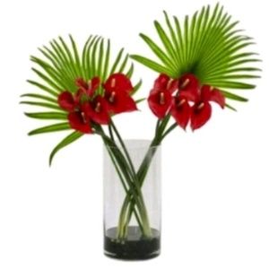Gorgeous Calla Lily Fan Palms with Clear Cylinder